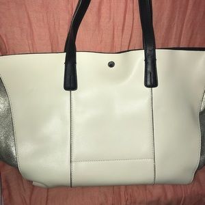 Genuine Italian White Leather Tote Bag